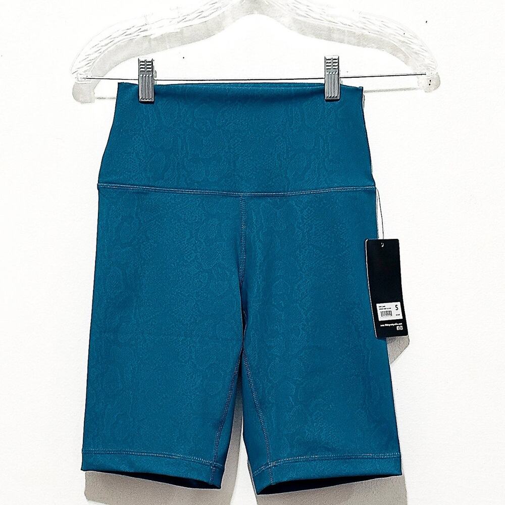 NWT: 90 Degree - Women's Teal, Elastic Free, High Rise Bike Shorts (size S)